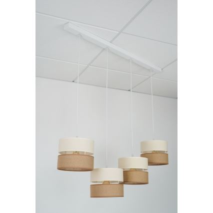 Brilagi - Lámpara colgante ROYAL YUTE 4xE27/15W/230V beige/color crema/blanco
