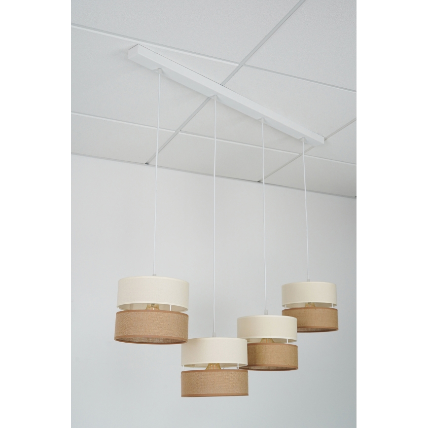 Brilagi - Lámpara colgante ROYAL YUTE 4xE27/15W/230V beige/color crema/blanco