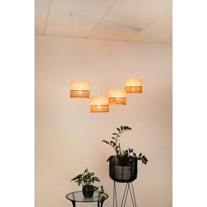 Brilagi - Lámpara colgante ROYAL YUTE 4xE27/15W/230V beige/color crema/blanco