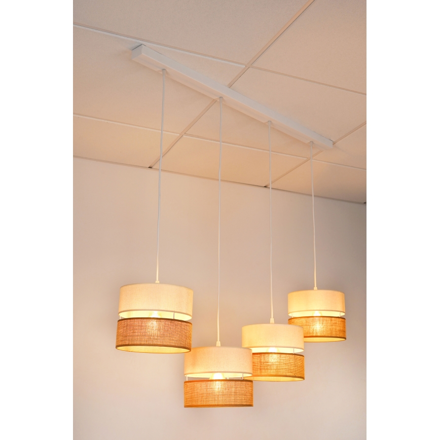Brilagi - Lámpara colgante ROYAL YUTE 4xE27/15W/230V beige/color crema/blanco