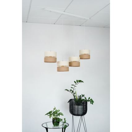 Brilagi - Lámpara colgante ROYAL YUTE 4xE27/15W/230V beige/color crema/blanco
