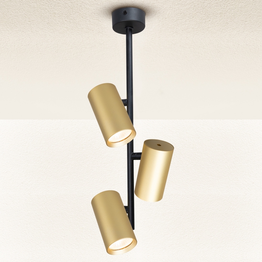 Brilagi - Lámpara colgante SELE VERTICAL 3xGU10/30W/230V negro/dorado