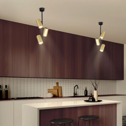 Brilagi - Lámpara colgante SELE VERTICAL 3xGU10/30W/230V negro/dorado