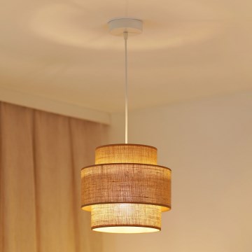 Brilagi - Lámpara colgante SPACE YUTE 1xE27/15W/230V diá. 25 cm beige/blanco