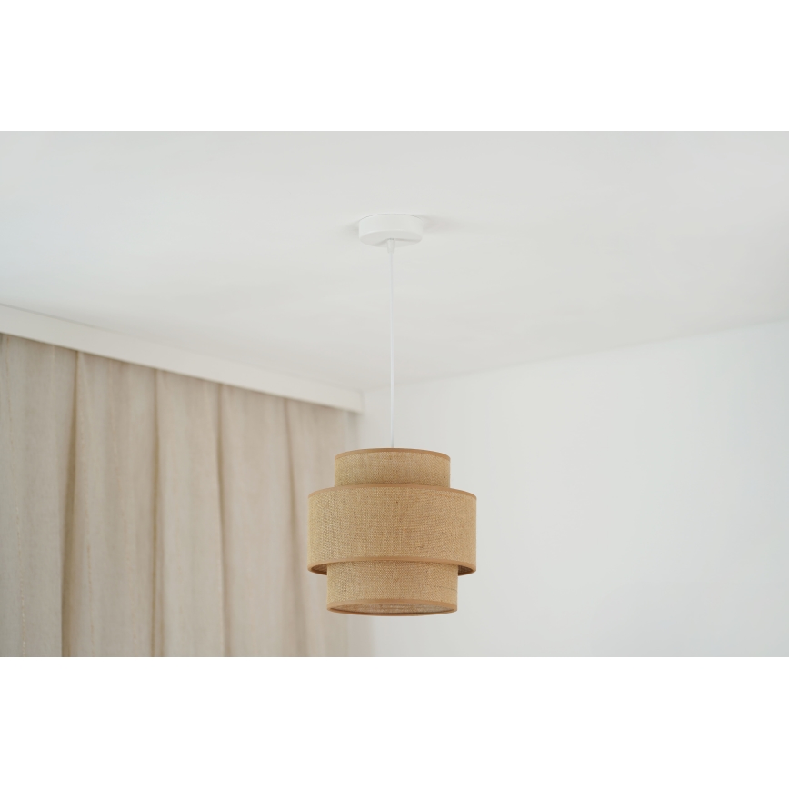 Brilagi - Lámpara colgante SPACE YUTE 1xE27/15W/230V diá. 25 cm beige/blanco