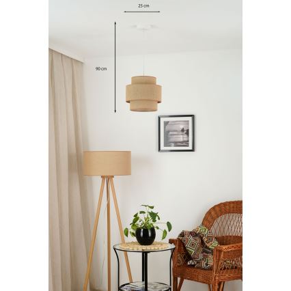 Brilagi - Lámpara colgante SPACE YUTE 1xE27/15W/230V diá. 25 cm beige/blanco
