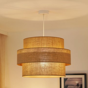 Brilagi - Lámpara colgante SPACE YUTE 1xE27/15W/230V diá. 50 cm beige/blanco