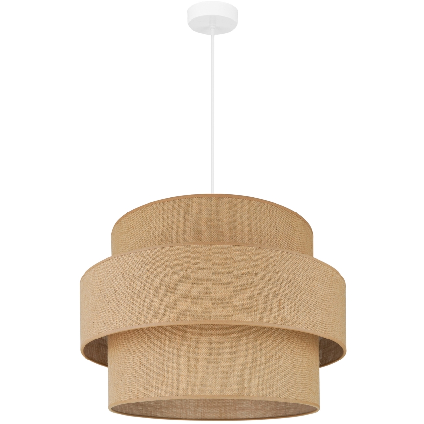 Brilagi - Lámpara colgante SPACE YUTE 1xE27/15W/230V diá. 50 cm beige/blanco