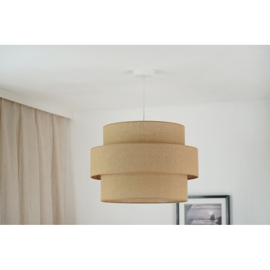 Brilagi - Lámpara colgante SPACE YUTE 1xE27/15W/230V diá. 50 cm beige/blanco