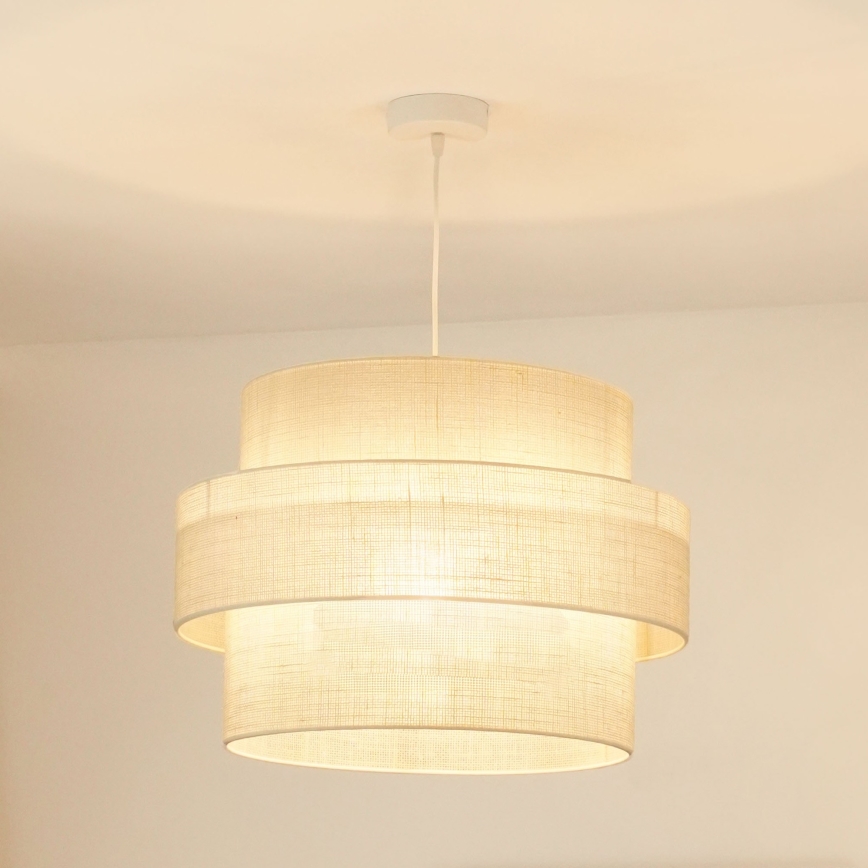 Brilagi - Lámpara colgante SPACE YUTE 1xE27/15W/230V diá. 50 cm color crema/blanco