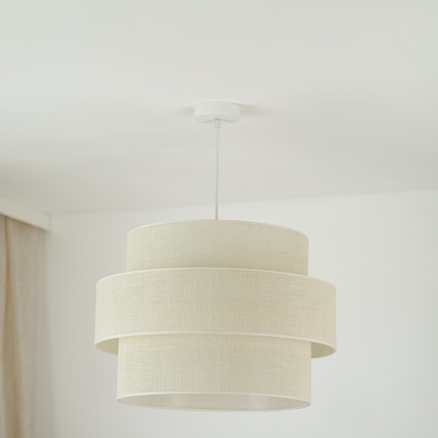 Brilagi - Lámpara colgante SPACE YUTE 1xE27/15W/230V diá. 50 cm color crema/blanco