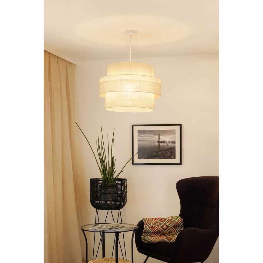 Brilagi - Lámpara colgante SPACE YUTE 1xE27/15W/230V diá. 50 cm color crema/blanco