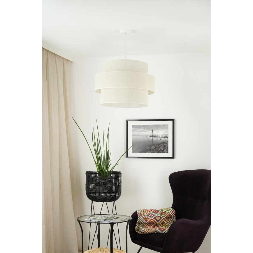 Brilagi - Lámpara colgante SPACE YUTE 1xE27/15W/230V diá. 50 cm color crema/blanco