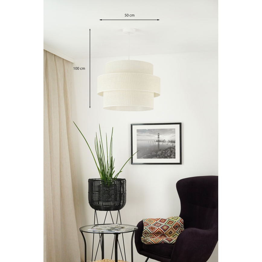 Brilagi - Lámpara colgante SPACE YUTE 1xE27/15W/230V diá. 50 cm color crema/blanco