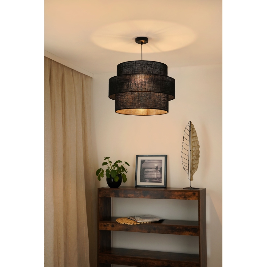 Brilagi - Lámpara colgante SPACE YUTE 1xE27/15W/230V diá. 50 cm negro