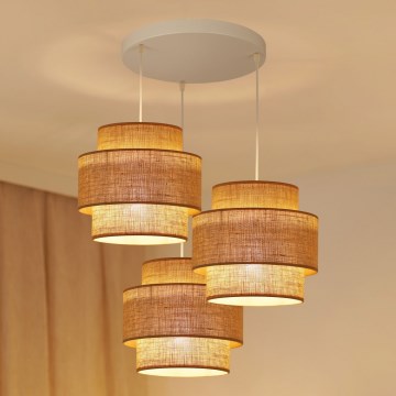 Brilagi - Lámpara colgante SPACE YUTE 3xE27/15W/230V beige/blanco