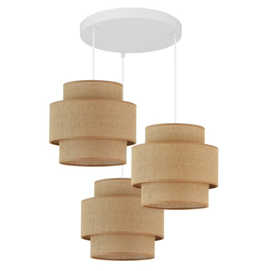 Brilagi - Lámpara colgante SPACE YUTE 3xE27/15W/230V beige/blanco