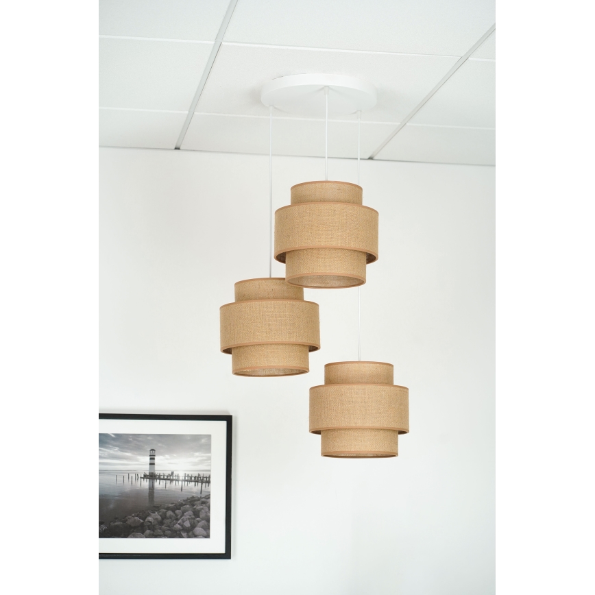 Brilagi - Lámpara colgante SPACE YUTE 3xE27/15W/230V beige/blanco