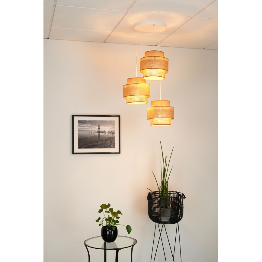 Brilagi - Lámpara colgante SPACE YUTE 3xE27/15W/230V beige/blanco