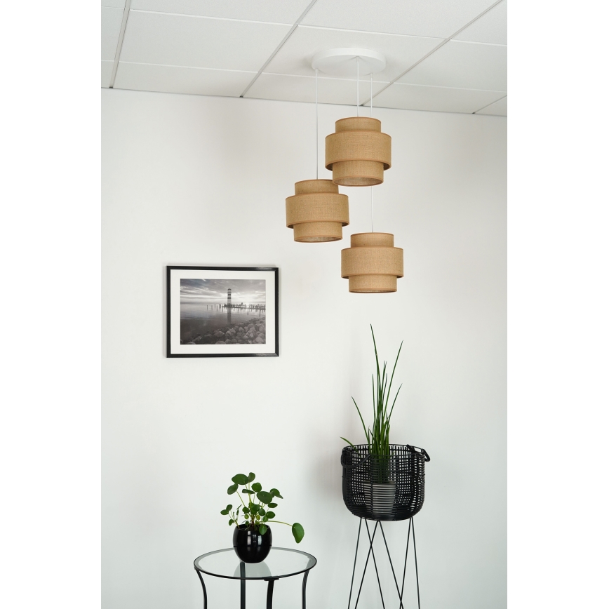 Brilagi - Lámpara colgante SPACE YUTE 3xE27/15W/230V beige/blanco