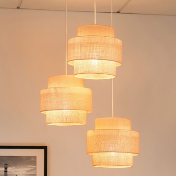 Brilagi - Lámpara colgante SPACE YUTE 3xE27/15W/230V color crema/blanco