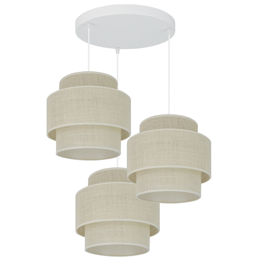 Brilagi - Lámpara colgante SPACE YUTE 3xE27/15W/230V color crema/blanco