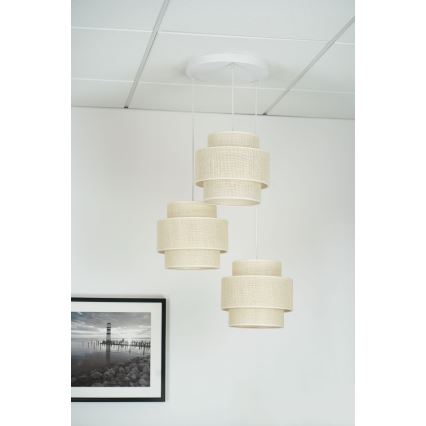 Brilagi - Lámpara colgante SPACE YUTE 3xE27/15W/230V color crema/blanco