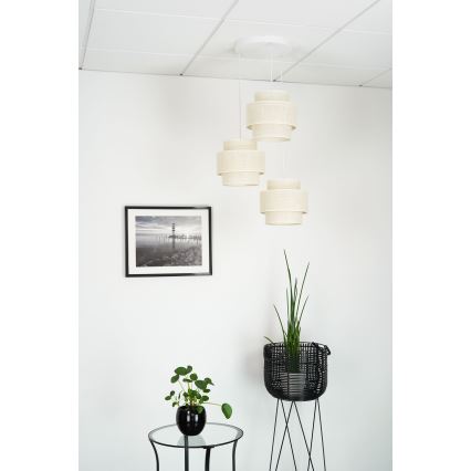 Brilagi - Lámpara colgante SPACE YUTE 3xE27/15W/230V color crema/blanco