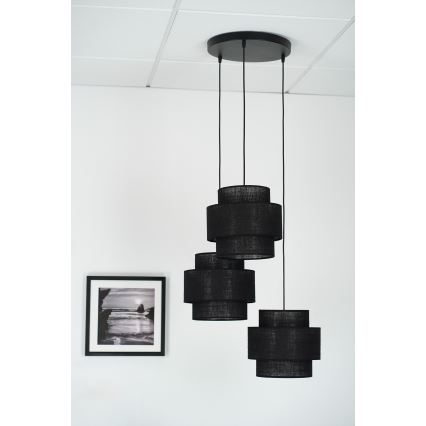 Brilagi - Lámpara colgante SPACE YUTE 3xE27/15W/230V negro