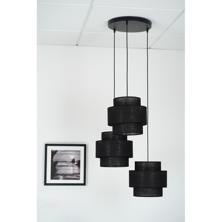 Brilagi - Lámpara colgante SPACE YUTE 3xE27/15W/230V negro