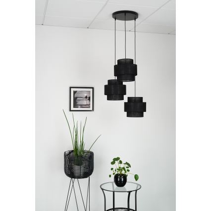 Brilagi - Lámpara colgante SPACE YUTE 3xE27/15W/230V negro
