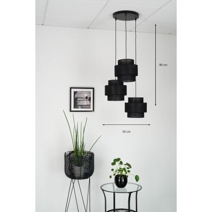 Brilagi - Lámpara colgante SPACE YUTE 3xE27/15W/230V negro