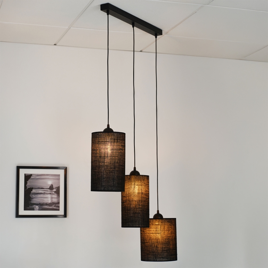 Brilagi - Lámpara colgante TUBES 3xE27/15W/230V negro