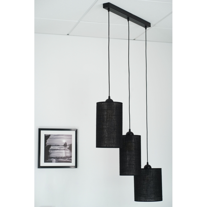 Brilagi - Lámpara colgante TUBES 3xE27/15W/230V negro