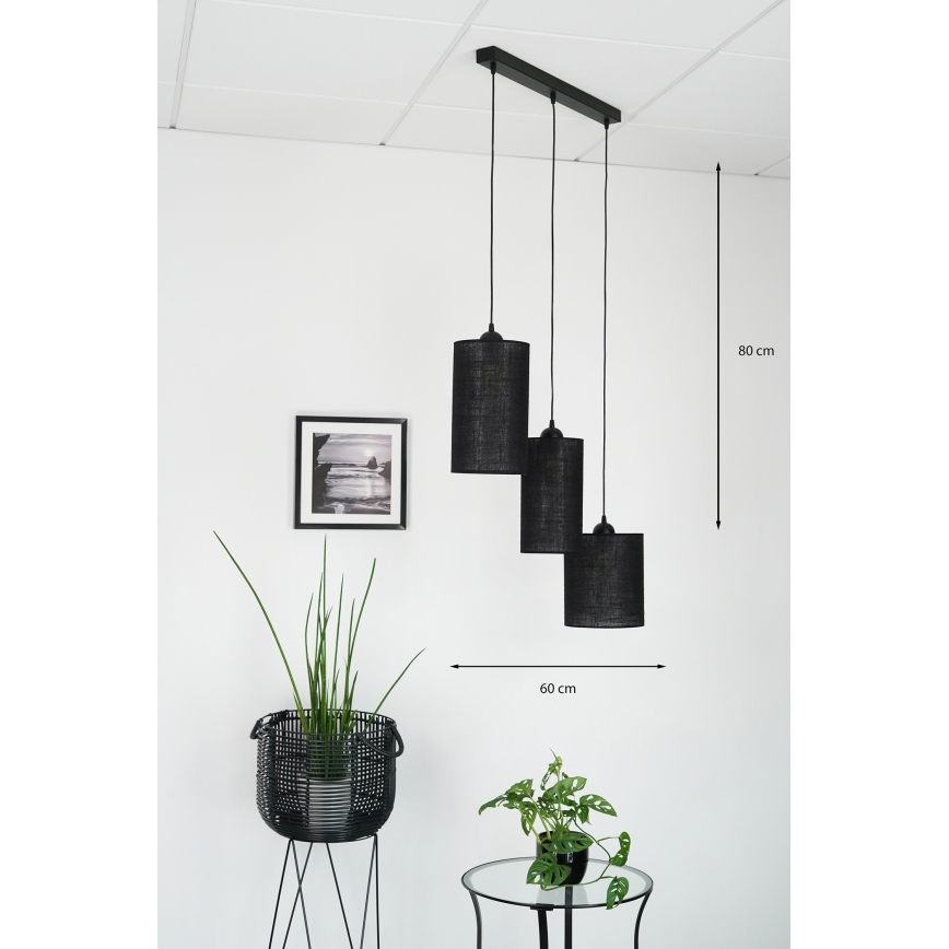 Brilagi - Lámpara colgante TUBES 3xE27/15W/230V negro