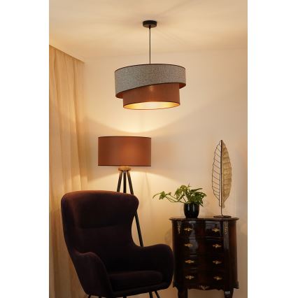Brilagi - Lámpara colgante VEGAS SHINE 1xE27/15W/230V diá. 50 cm gris/marrón