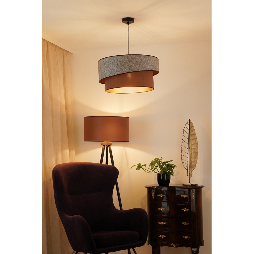 Brilagi - Lámpara colgante VEGAS SHINE 1xE27/15W/230V diá. 50 cm gris/marrón