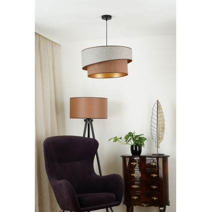 Brilagi - Lámpara colgante VEGAS SHINE 1xE27/15W/230V diá. 50 cm gris/marrón