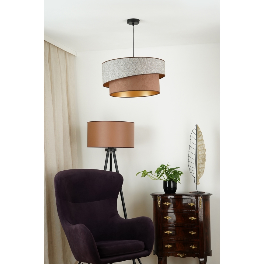 Brilagi - Lámpara colgante VEGAS SHINE 1xE27/15W/230V diá. 50 cm gris/marrón