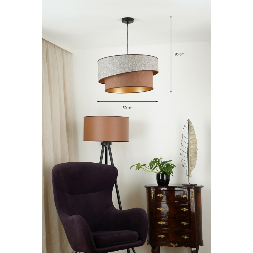 Brilagi - Lámpara colgante VEGAS SHINE 1xE27/15W/230V diá. 50 cm gris/marrón