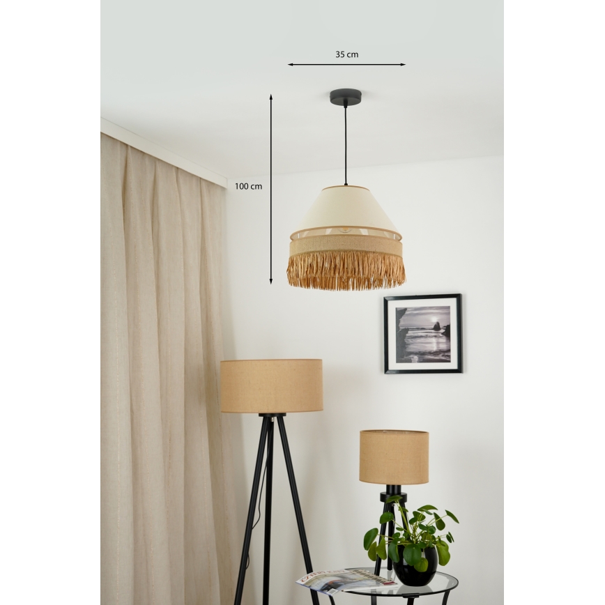 Brilagi - Lámpara colgante WINNETOU AVIGNION 1xE27/15W/230V diá. 35 cm marrón/color crema