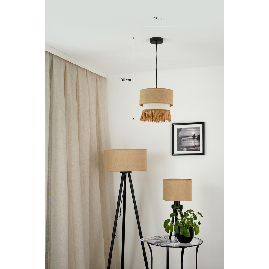 Brilagi - Lámpara colgante WINNETOU BOHO 1xE27/15W/230V diá. 25 cm marrón/color crema