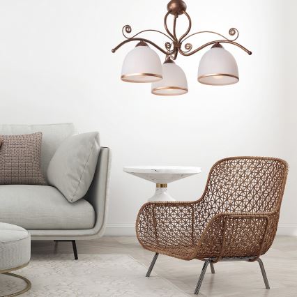 Brilagi - Lámpara de araña LED con cadena ANTICO 3xE27/60W/230V pátina de bronce