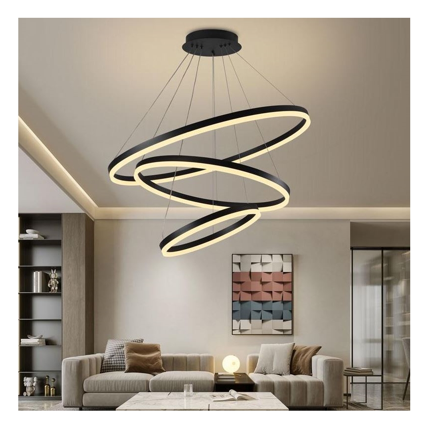 Brilagi - Lámpara de araña LED regulable CIRCLE LED/125W/230V 3000-6500K negro + control remoto