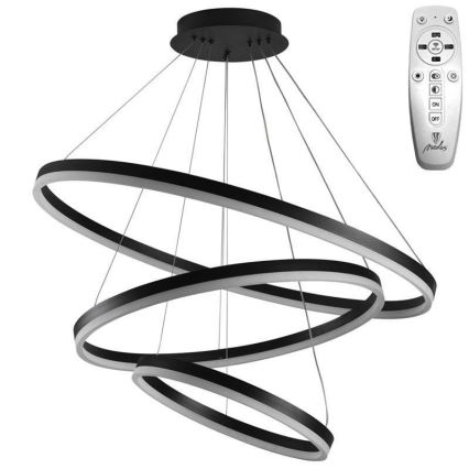 Brilagi - Lámpara de araña LED regulable CIRCLE LED/125W/230V 3000-6500K negro + control remoto