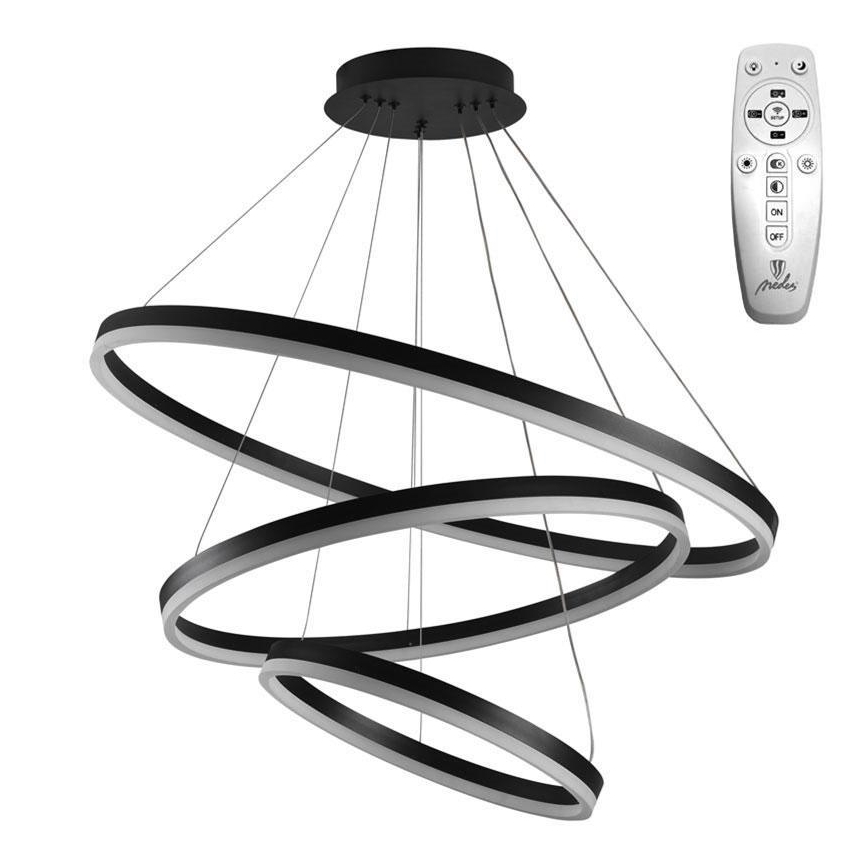 Brilagi - Lámpara de araña LED regulable CIRCLE LED/125W/230V 3000-6500K negro + control remoto