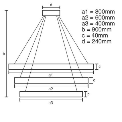 Brilagi - Lámpara de araña LED regulable CIRCLE LED/125W/230V 3000-6500K negro + control remoto