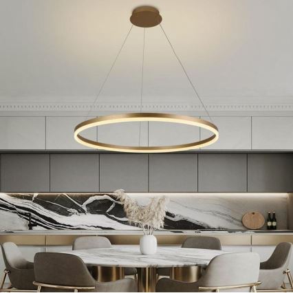 Brilagi - Lámpara de araña LED regulable CIRCLE LED/55W/230V 3000-6500K dorado + control remoto