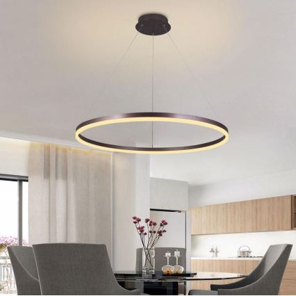 Brilagi - Lámpara de araña LED regulable CIRCLE LED/55W/230V 3000-6500K marrón + control remoto