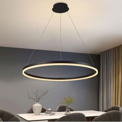 Brilagi - Lámpara de araña LED regulable CIRCLE LED/55W/230V 3000-6500K negro + control remoto
